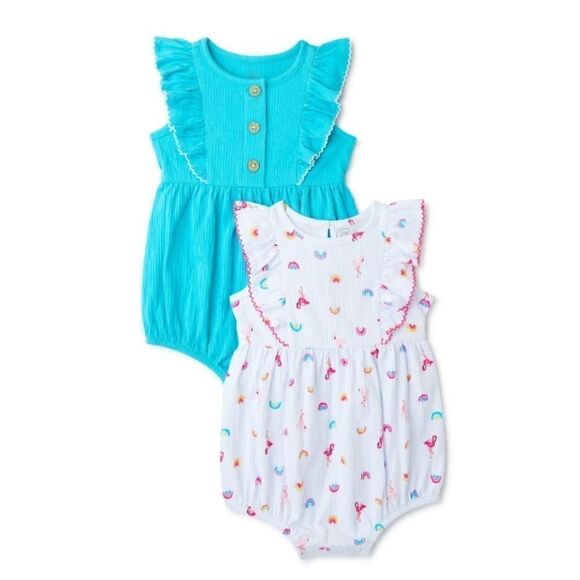 Baby Girl Ruffle Rompers, 2-Pack - Picture 1 of 4